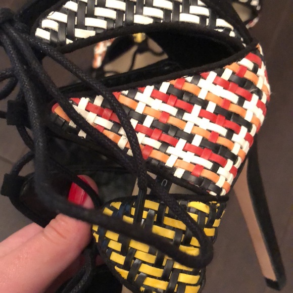 NEW Zara Multicolour Strappy Heels - Picture 4 of 10